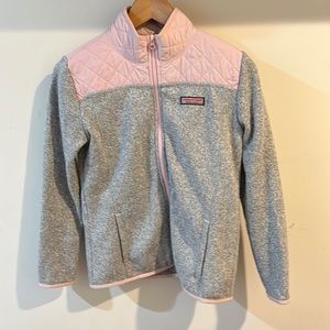 Vineyard Vines girls full-zip pink fleece